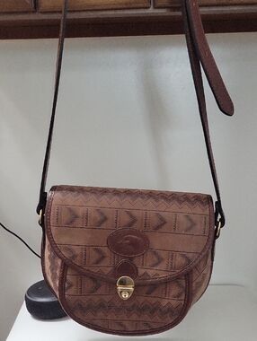 Dooney & Bourke Brown Patterned Leather Crossbody Bag